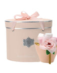 Cappelliera rosa con vaso rosa e oro in ceramica e lavette. Hervit Creations