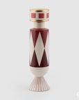 Vaso Geometrie, in ceramica, rosso e oro. EDG