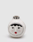 Vaso faccia oblò, in ceramica, colore bianco nero e rosso. EDG