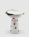 Vaso faccia, in ceramica, colore bianco e nero con pois. EDG