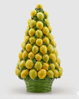 Cono Limoni con cesto, in ceramica, colore giallo/verde, H.76x 40cm. EDG