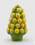 Cono Limoni con cesto, in ceramica, colore giallo/verde, H.47x 28cm. EDG