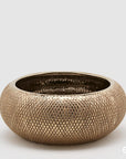 Vaso "Python" con lavorazione a rombi, colore oro, H.12x29.5 cm. EDG