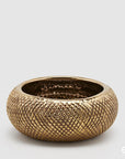 Vaso "Python" con lavorazione a rombi, colore oro, H.7.5x19.5 cm. EDG