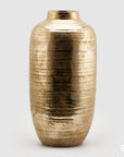 Vaso bombato, in ceramica, colore oro, H.69x D.35cm. EDG