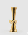 Vaso "Chakra" con mano, in ceramica, colore oro, H.46x 14.5cm. EDG
