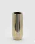 Vaso righe, in ceramica, colore oro, H.28x D.12,5 cm. EDG