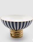 Vaso Egypt Snake righe, in ceramica, colore bianco blu e oro, misura H.20x D36 cm. EDG