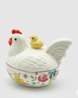 Contenitore gallina con pulcino, in ceramica. EDG