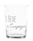 Set 6 bicchieri birra decoro "Si beve in compagnia", trasparente con scritta in bianco. Simple day
