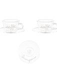 Set 2 tazze caffè espresso in vetro borosilicato decoro "Caffè Buongiorno" trasparente. Simple day
