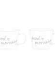 Set 2 tazze in vetro borosilicato decoro "Good morning" trasparente. Simple day
