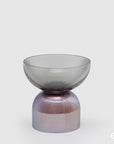 Vaso Coppa con piede bicolore H 23 cm, in vetro, lavorazione a rilievo. EDG