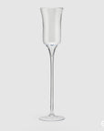 Vaso forma flute con piede, in vetro trasparente H70. EDG