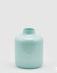 Vaso collostretto, misura piccola H.22 D18cm., in vetro, verde acqua. EDG