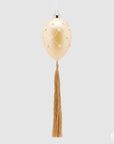 Decoro Uovo in vetro con perle, colore giallo, misura H. 11x8 cm. EDG