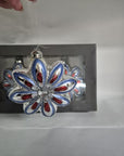 Set 2 addobbi da albero a forma di fiore a rilievo, glitter rosso e blu. Sia Home Fashion