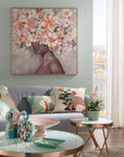 Quadro volto con fiori, con cornice, 100x100 cm. L'oca nera