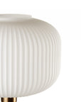 Lampada in vetro, colore bianco con base in marmo. L'oca nera
