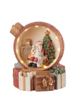 Pallina con Babbo Natale su doni con led. L'oca nera
