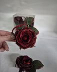 Set 4 legatovaglioli rose rosse brillantinate. Sia Home Fashion