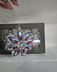 Set 2 addobbi da albero a forma di fiore a rilievo, glitter rosso e blu. Sia Home Fashion