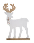Decoro Renna, in legno sbiancato e lucido, 22x5xH32 cm. Blanc Mariclò