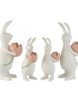 Coniglio Tulipano, in Resina, colore Bianco/Rosa, 2 modelli, misura piccola. Jolipa