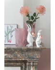 Coniglio Tulipano, in Resina, colore Bianco/Rosa, 2 modelli, misura piccola. Jolipa