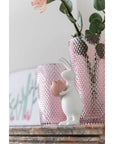 Coniglio Tulipano, in Resina, colore Bianco/Rosa, 2 modelli, misura grande. Jolipa