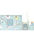 Set Candela profumata Blooms Deep Water + profumatore, colore azzurro. Hervit Creations