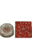 Servizio piatti da 12 (36pezzi) natalizio rosso, verde e oro in porcellana. Hervit Creations