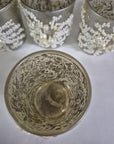 Set 6 bicchierini/portacandela platino con perle e pietre bianco. Sia Home Fashion