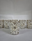 Set 6 bicchierini/portacandela platino con perle e pietre bianco. Sia Home Fashion