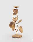Portacandela foglie ninfea, oro, misura grande, H.53x25cm. EDG