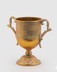 Vaso coppa con manici, colore oro anticato, misura piccola H34 x D20 cm. EDG