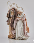 Natività di Natale "Lord", in tessuto marrone/panna, con base, H.56cm. EDG