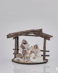 Natività di Natale "Lord", in tessuto con mangiatoia, marrone/panna, H.28 cm. EDG