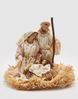 Natività di Natale "Lord", in tessuto panna, con base paglia, H.32 cm. EDG