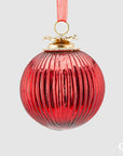 Palla a righe, in vetro, gioiello, D. 10 cm., colore rosso. EDG