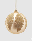Palla vetro "Foglie", colore oro, misura piccola, Diametro 10cm. EDG