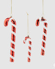 Decoro candycane, in vetro, colore rosso e bianco, set 3 pezzi. EDG