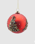 Palla vetro albero perline, colore rosso e verde, D. 8cm. EDG