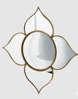 Specchio fiore convesso, cornice in oro misura grande, diametro 56 cm. EDG