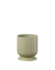 Vaso basso, in ceramica verde chiaro, misura Ø14.5x16h. Marca L'oca nera