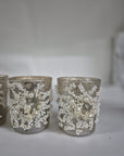Set 6 bicchierini/portacandela platino con perle e pietre bianco. Sia Home Fashion
