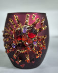 Portacandela rosso con pietre rosso e oro e glitter. Sia Home Fashion