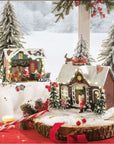 Casa di Babbo Natale con slitta, con movimento, musica e led. L'oca nera