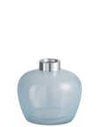 Vaso Palla in Vetro/Metallo colore Blu Chiaro/Grigio Large. Jolipa