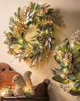Ghirlanda tonda con bacche oro con 40 leds. L'oca nera